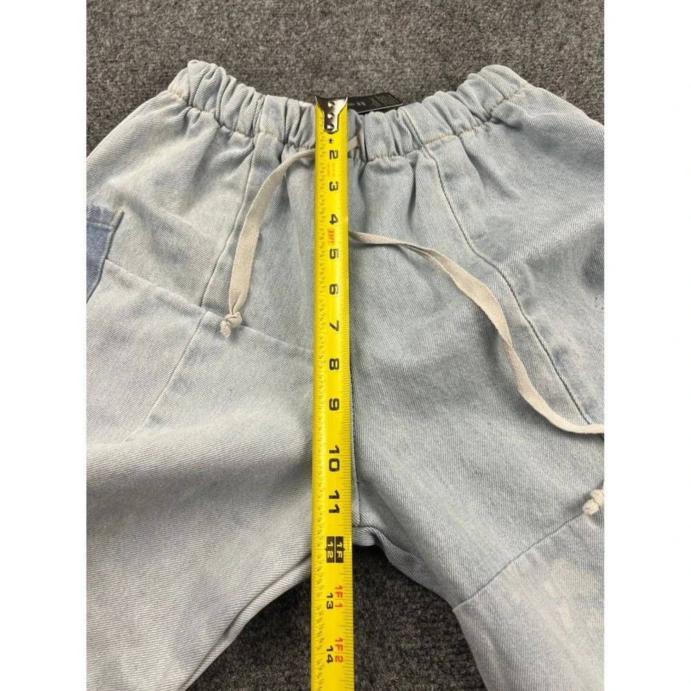 Patchwork Wide Leg Denim Pants Urban‎ Renewal Reworked Drawstring Streetwear S/M